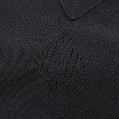 Hロゴ ニット Vネック シルク コットン ブラック エルメス トップス HERMES