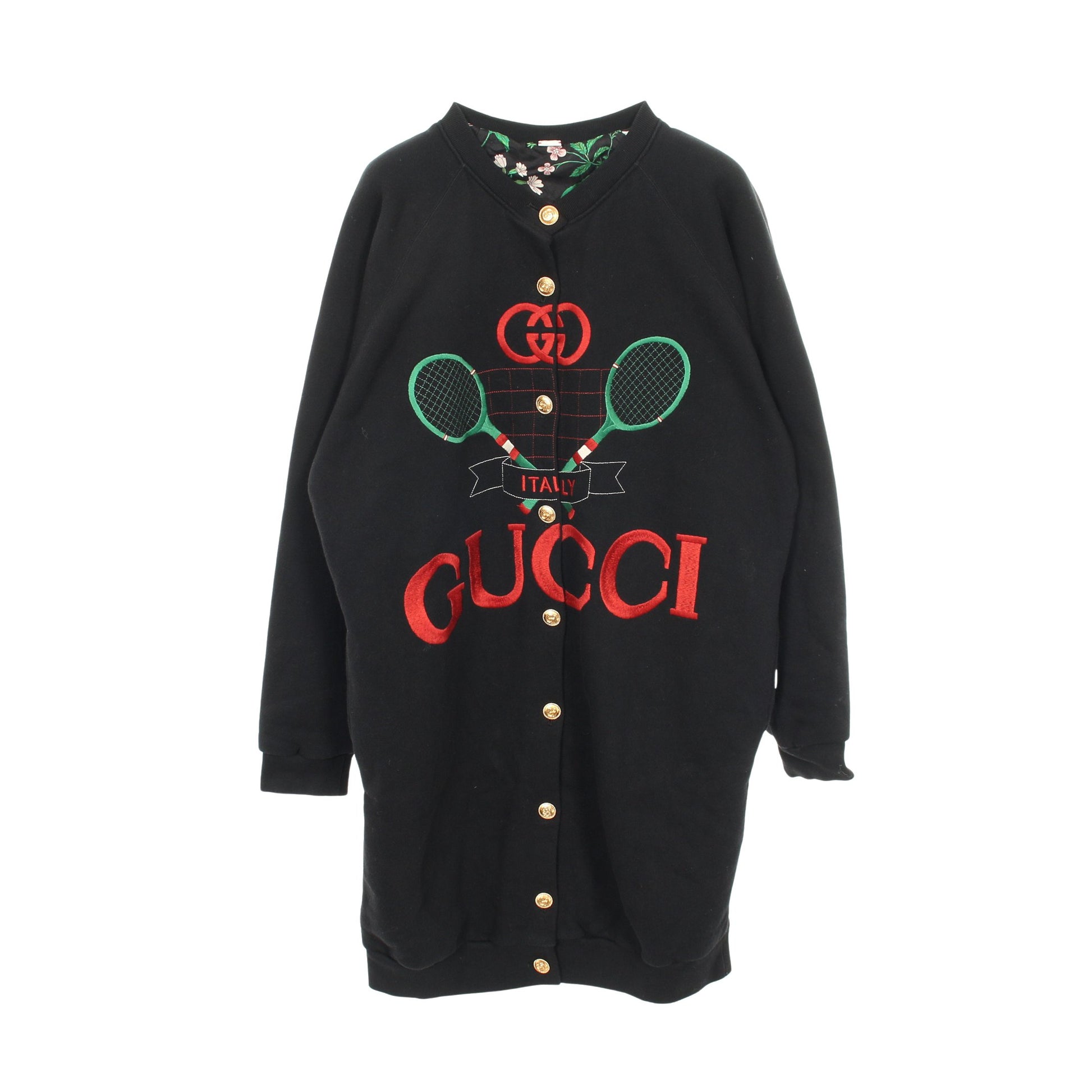 グッチテニス カーディガン コットン ブラック ダークグリーン レッド リバーシブル グッチ トップス GUCCI