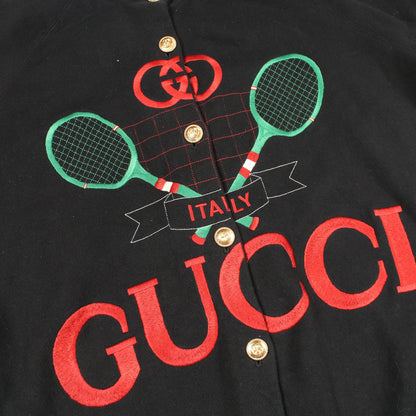 グッチテニス カーディガン コットン ブラック ダークグリーン レッド リバーシブル グッチ トップス GUCCI