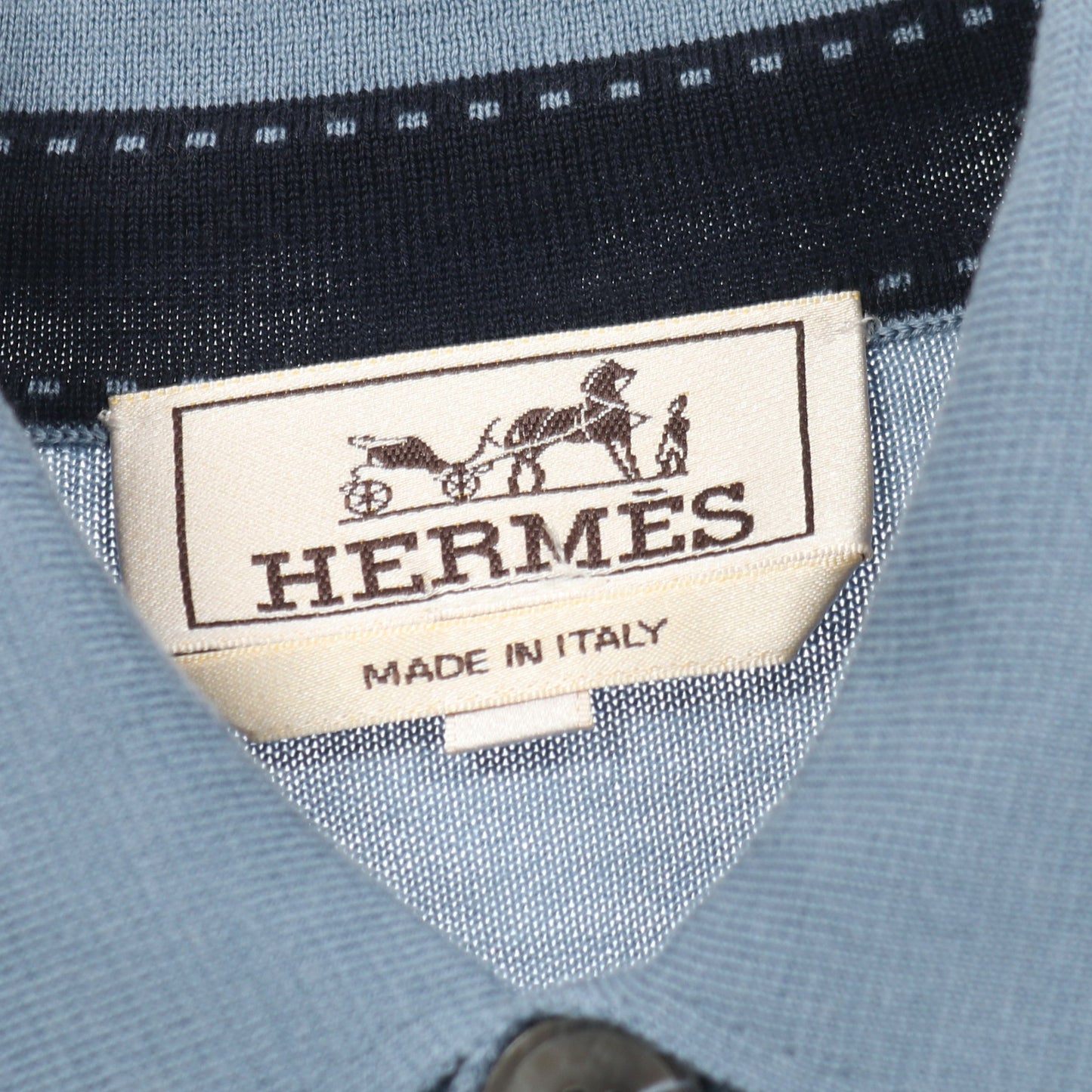 ニット ポロシャツ 長袖 ウール ブルーグレー エルメス トップス HERMES