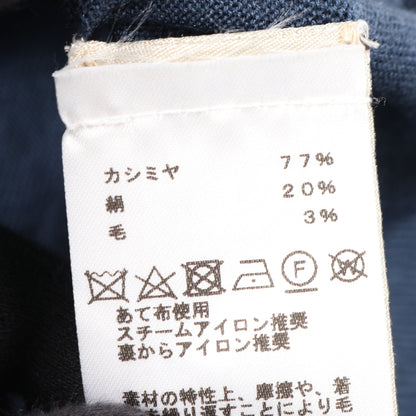 ニット クルーネック Hロゴ カシミヤ シルク ウール ネイビー エルメス トップス HERMES