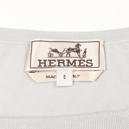 ヘンリーネック ニット ウール シルク グレー エルメス トップス HERMES