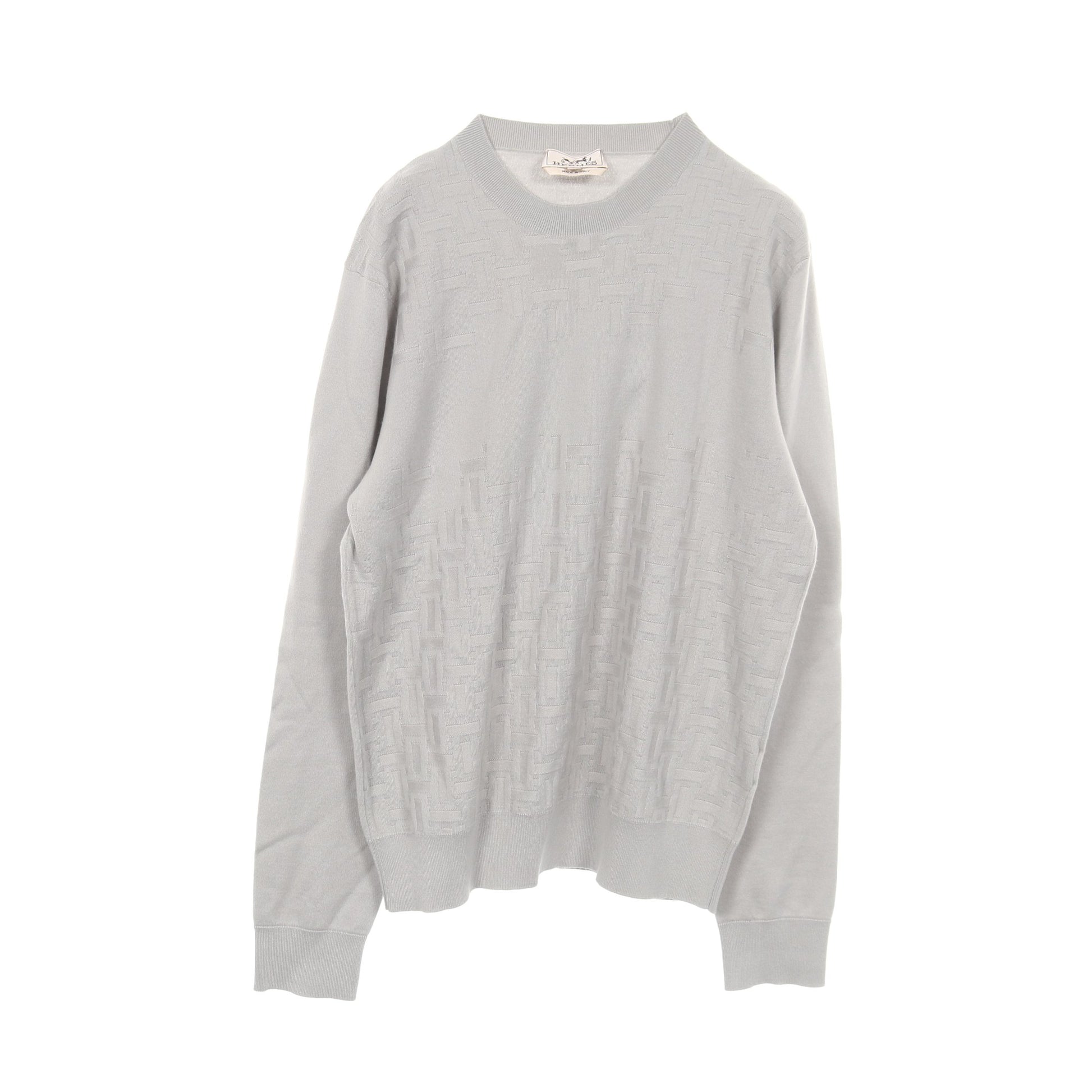 Point Faubourg ニット カシミヤ シルク ライトグレー エルメス トップス HERMES