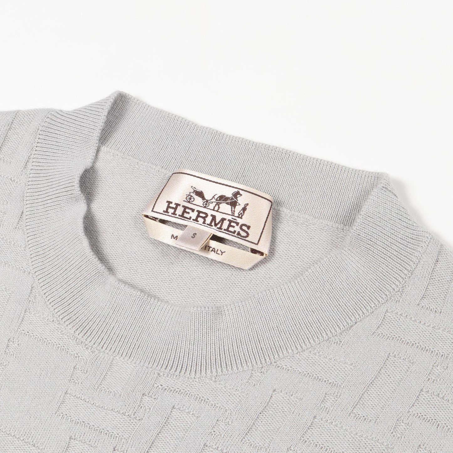 Point Faubourg ニット カシミヤ シルク ライトグレー エルメス トップス HERMES