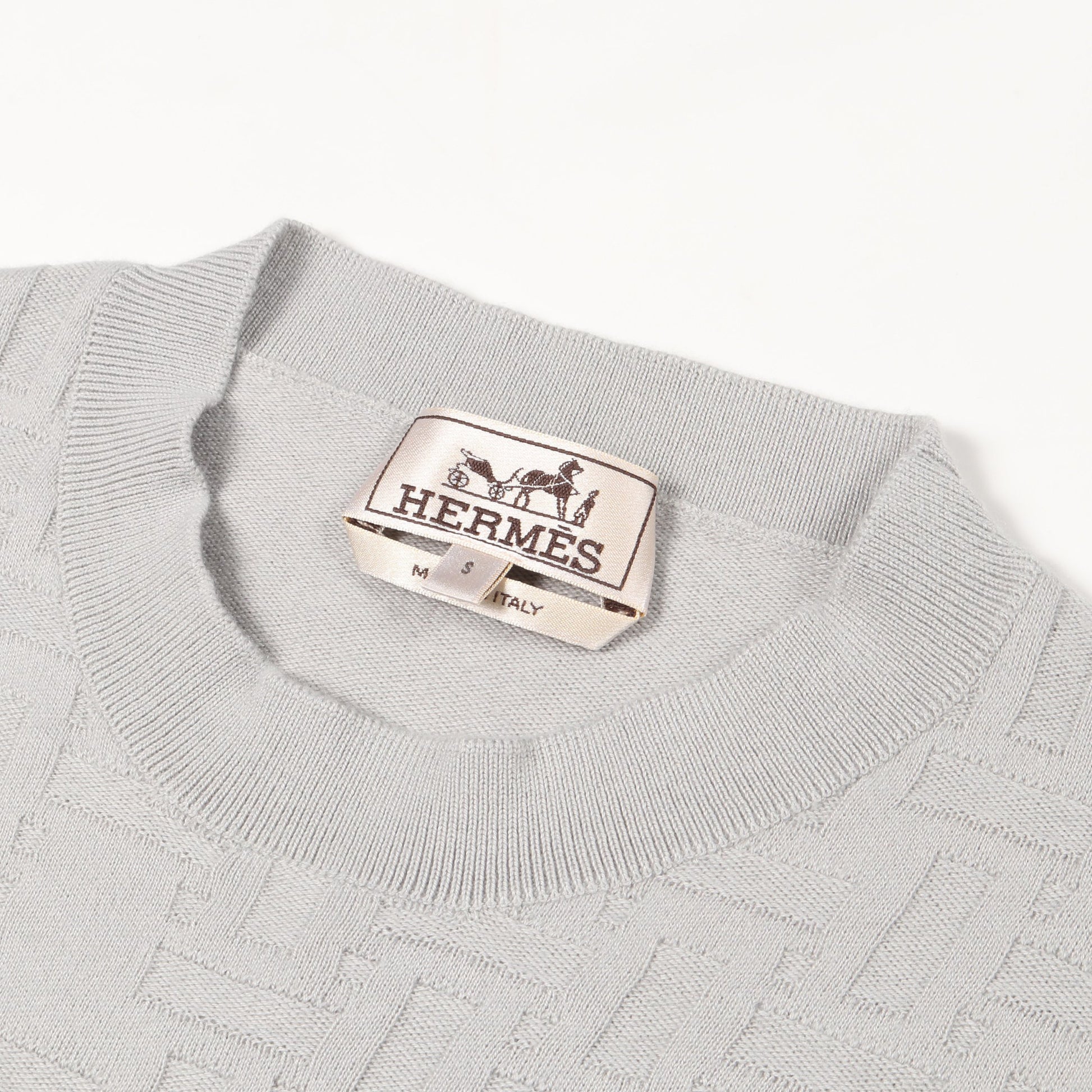 Point Faubourg ニット カシミヤ シルク ライトグレー エルメス トップス HERMES