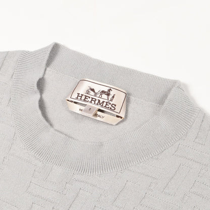 Point Faubourg ニット カシミヤ シルク ライトグレー エルメス トップス HERMES