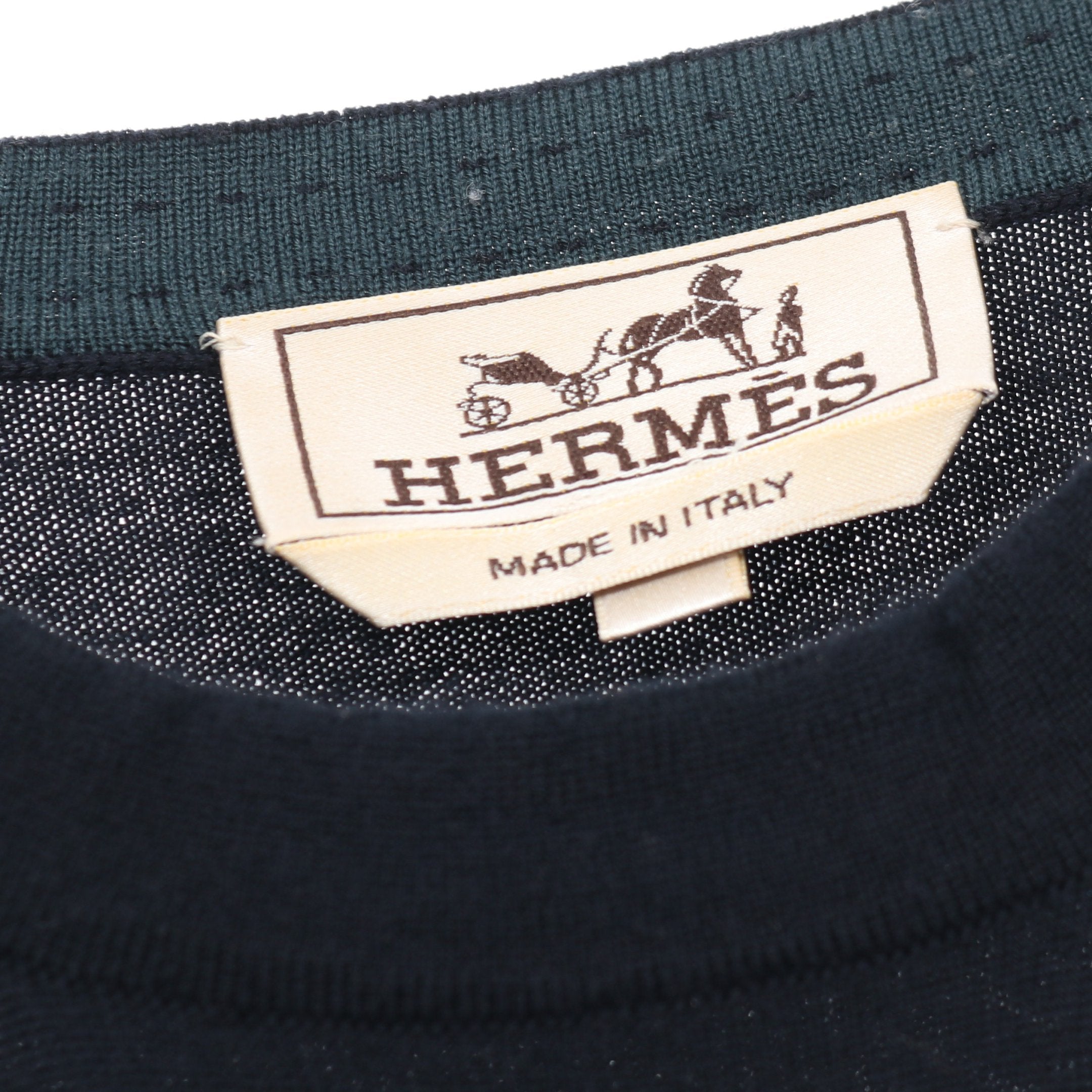 HERMES ネイビー クルーネックニット ニット クルーネック ウール ネイビー エルメス – RECLO
