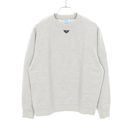 スウェットシャツ クルーネック 長袖 コットン グレー 三角プレート プラダ トップス PRADA