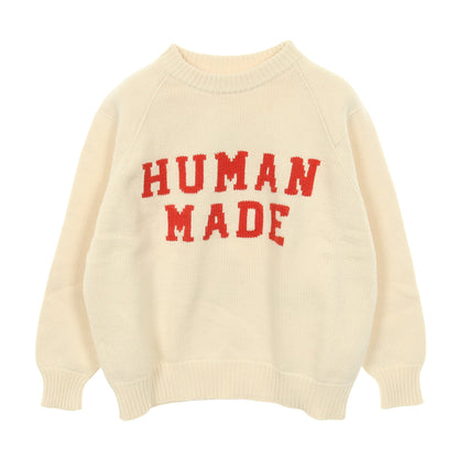 タイガー ニット クルーネック 長袖 ロゴ コットン ナイロン ウール オフホワイト レッド ヒューマンメイド トップス HUMAN MADE