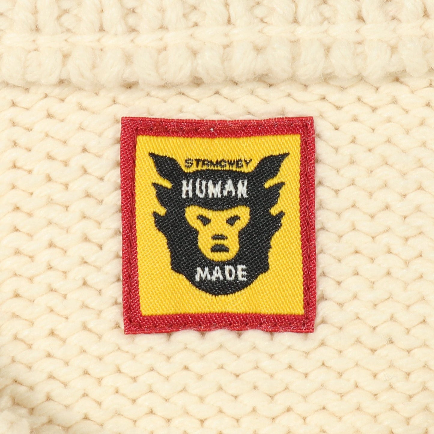 タイガー ニット クルーネック 長袖 ロゴ コットン ナイロン ウール オフホワイト レッド ヒューマンメイド トップス HUMAN MADE