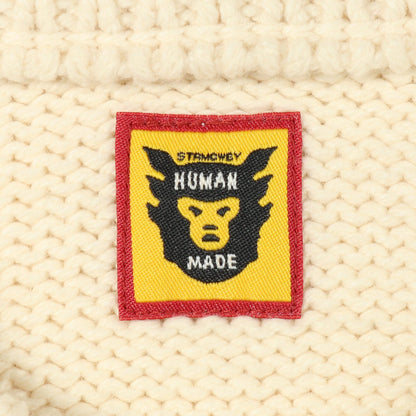 タイガー ニット クルーネック 長袖 ロゴ コットン ナイロン ウール オフホワイト レッド ヒューマンメイド トップス HUMAN MADE
