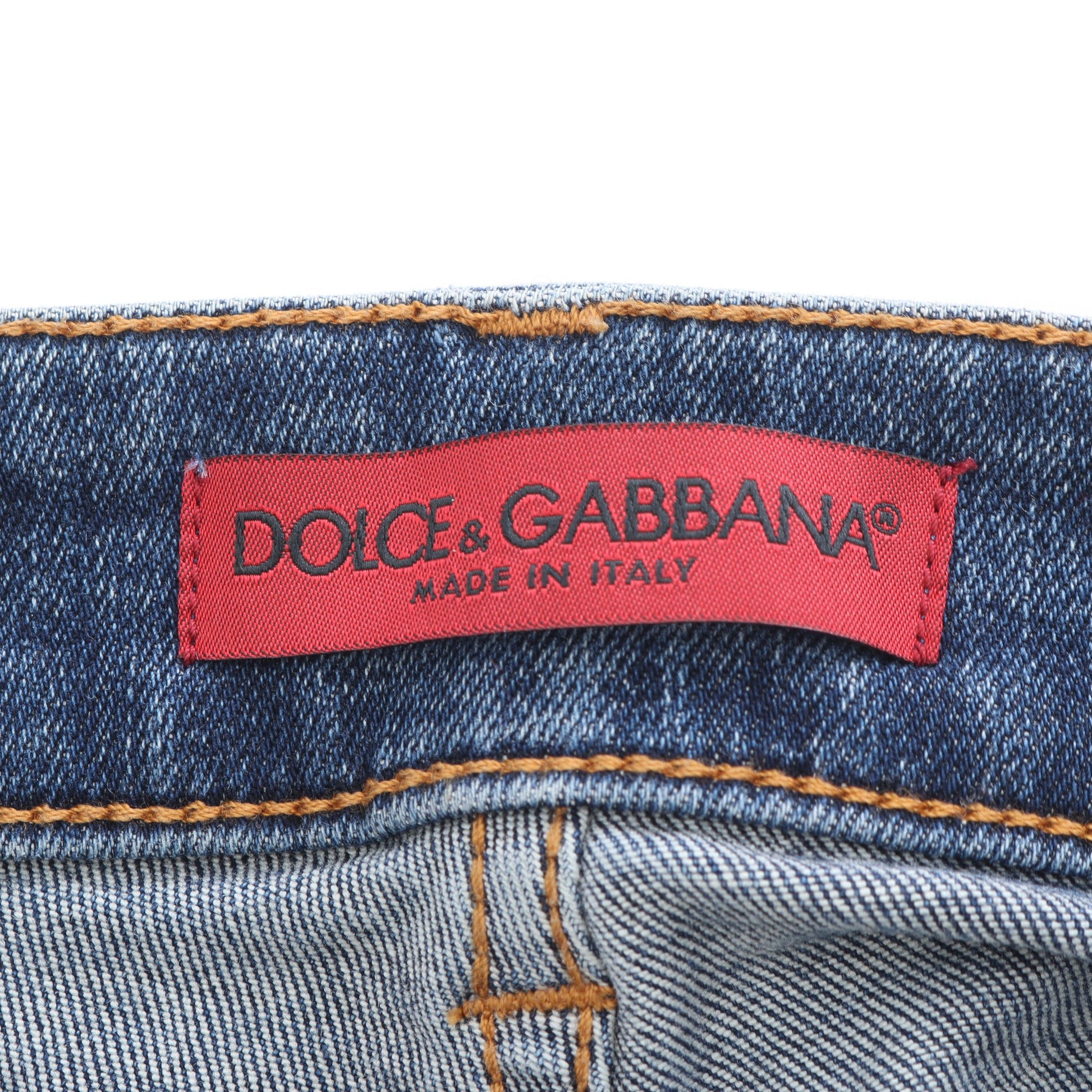 デニムパンツ コットン ブルー ダメージ加工 ドルチェアンドガッバーナ ボトムス DOLCE&GABBANA