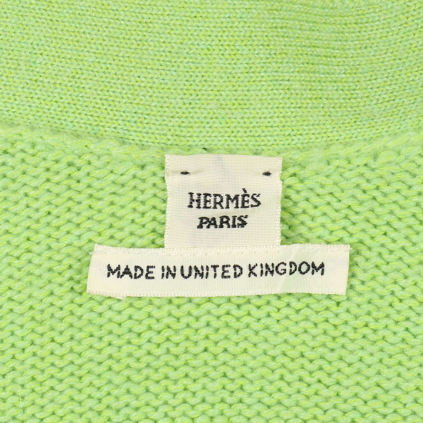 セリエボタン カーディガン Vネック カシミヤ コットン ライトグリーン ネオンカラー エルメス トップス HERMES