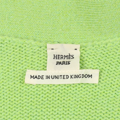 セリエボタン カーディガン Vネック カシミヤ コットン ライトグリーン ネオンカラー エルメス トップス HERMES