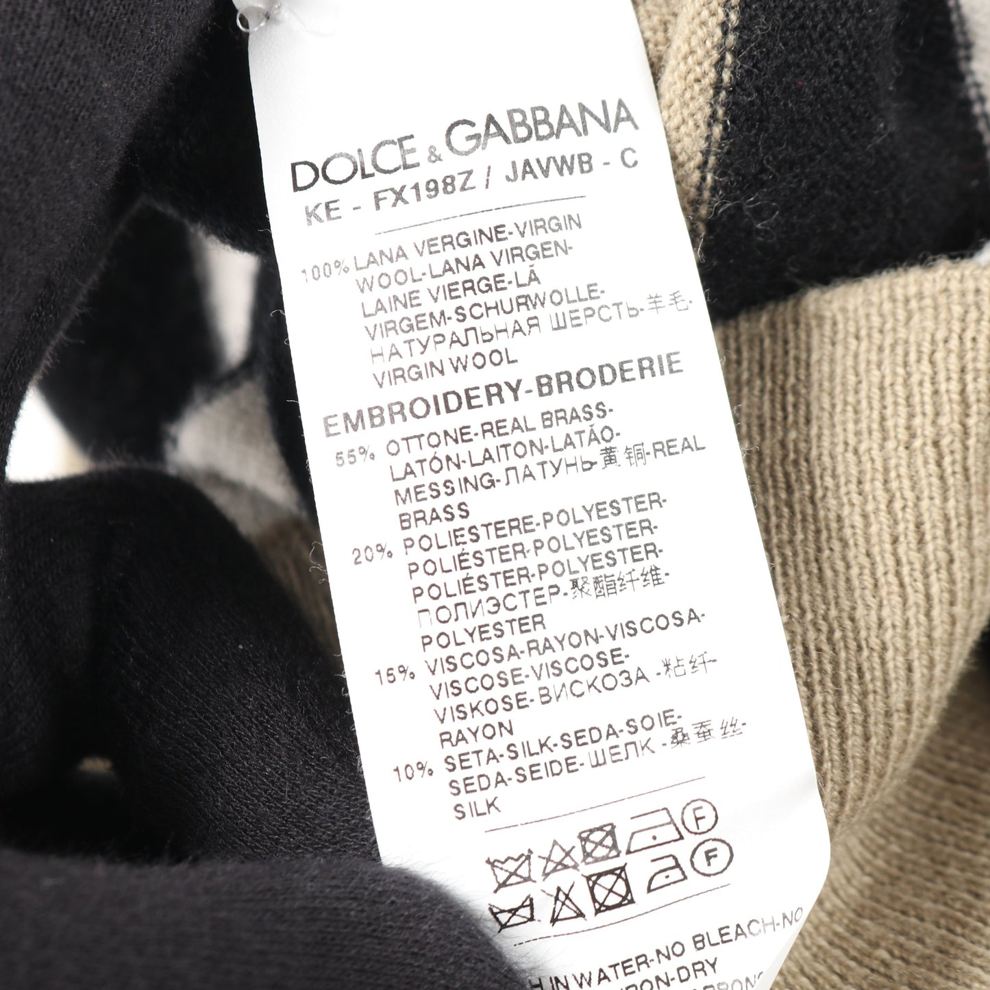 ニット タートルネック ボーダー ロゴ ビーズ ウール ベージュ ブラック ホワイト ドルチェアンドガッバーナ トップス DOLCE&GABBANA