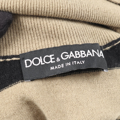 ニット タートルネック ボーダー ロゴ ビーズ ウール ベージュ ブラック ホワイト ドルチェアンドガッバーナ トップス DOLCE&GABBANA