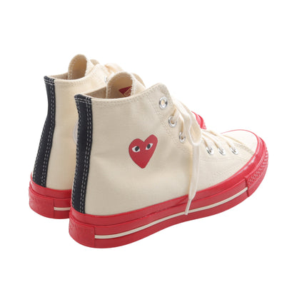 PLAY COMME des GARCONS × CONVERSE ハイカットスニーカー キャンバス オフホワイト レッド プレイコムデギャルソン シューズ PLAY COMME des GARCONS