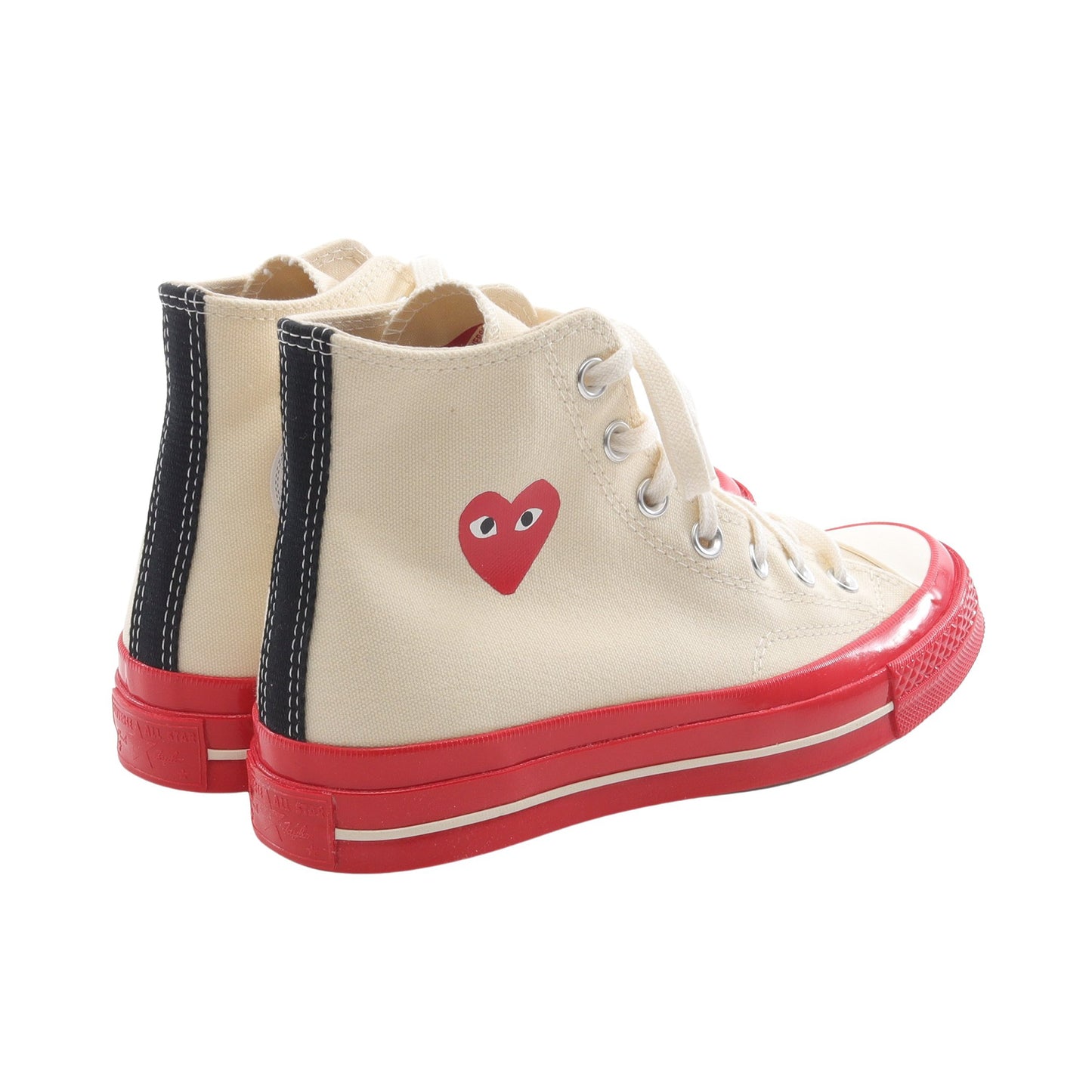 PLAY COMME des GARCONS × CONVERSE ハイカットスニーカー キャンバス オフホワイト レッド プレイコムデギャルソン シューズ PLAY COMME des GARCONS