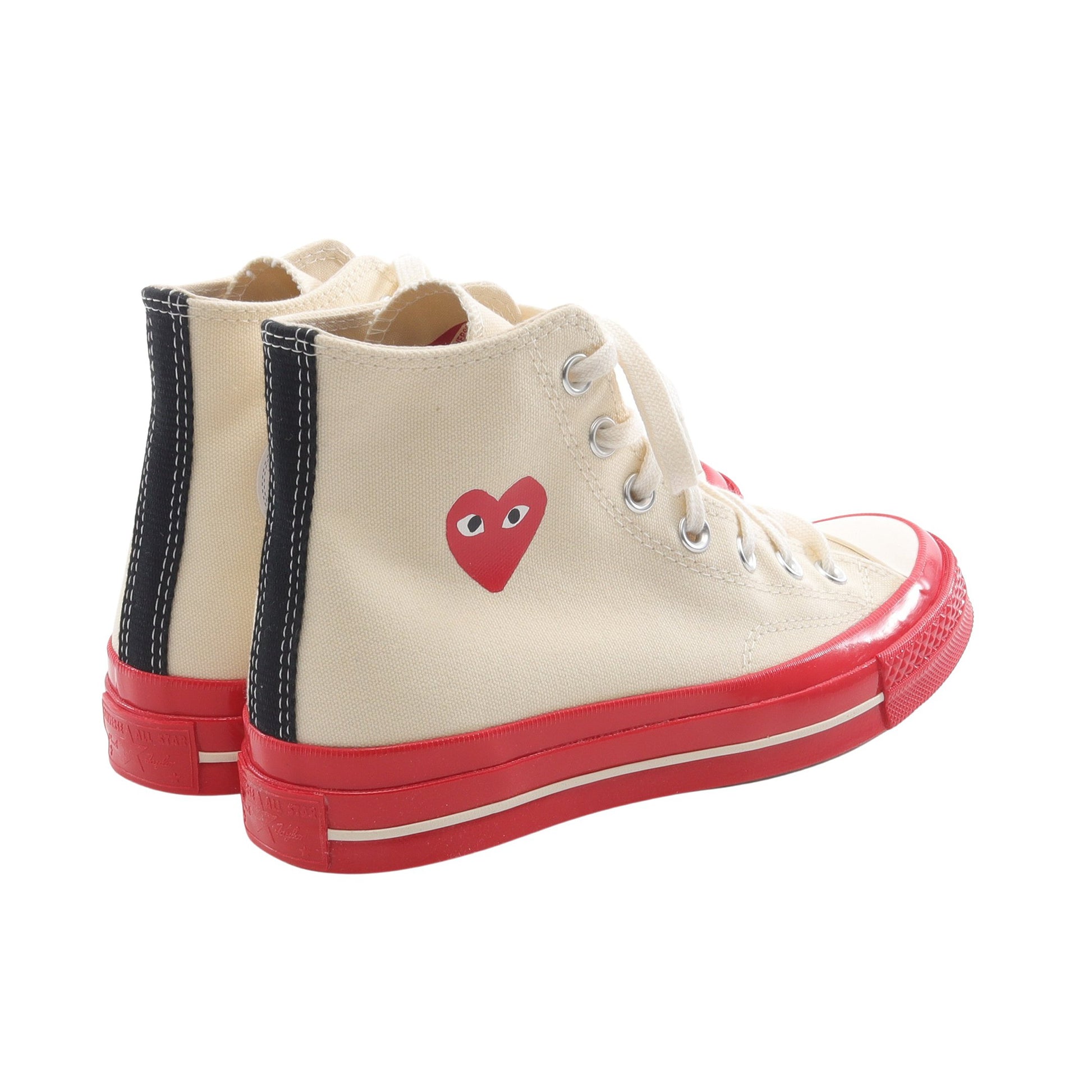PLAY COMME des GARCONS × CONVERSE ハイカットスニーカー キャンバス オフホワイト レッド プレイコムデギャルソン シューズ PLAY COMME des GARCONS