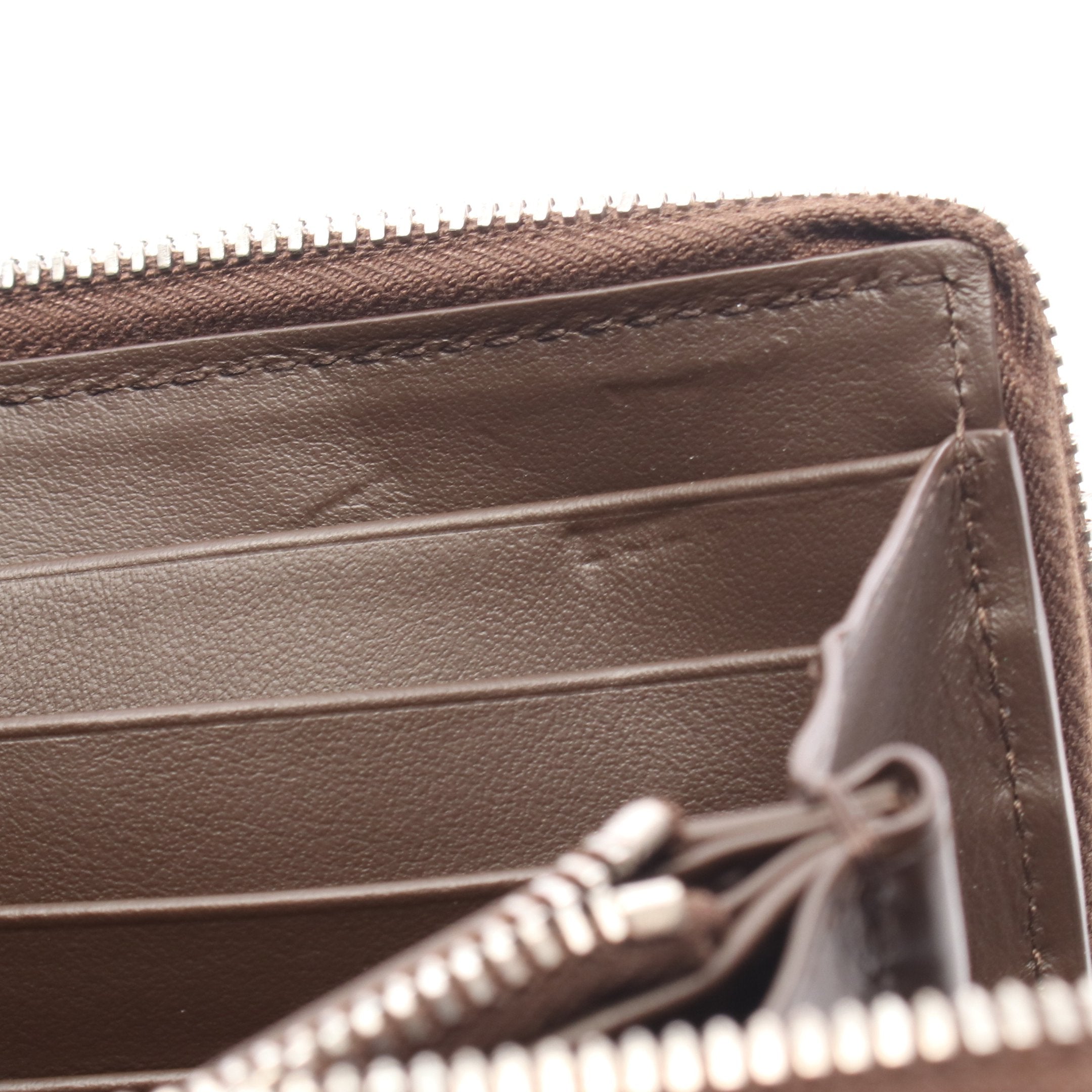 カセット ラウンドファスナー長財布 レザー ダークブラウン ボッテガ