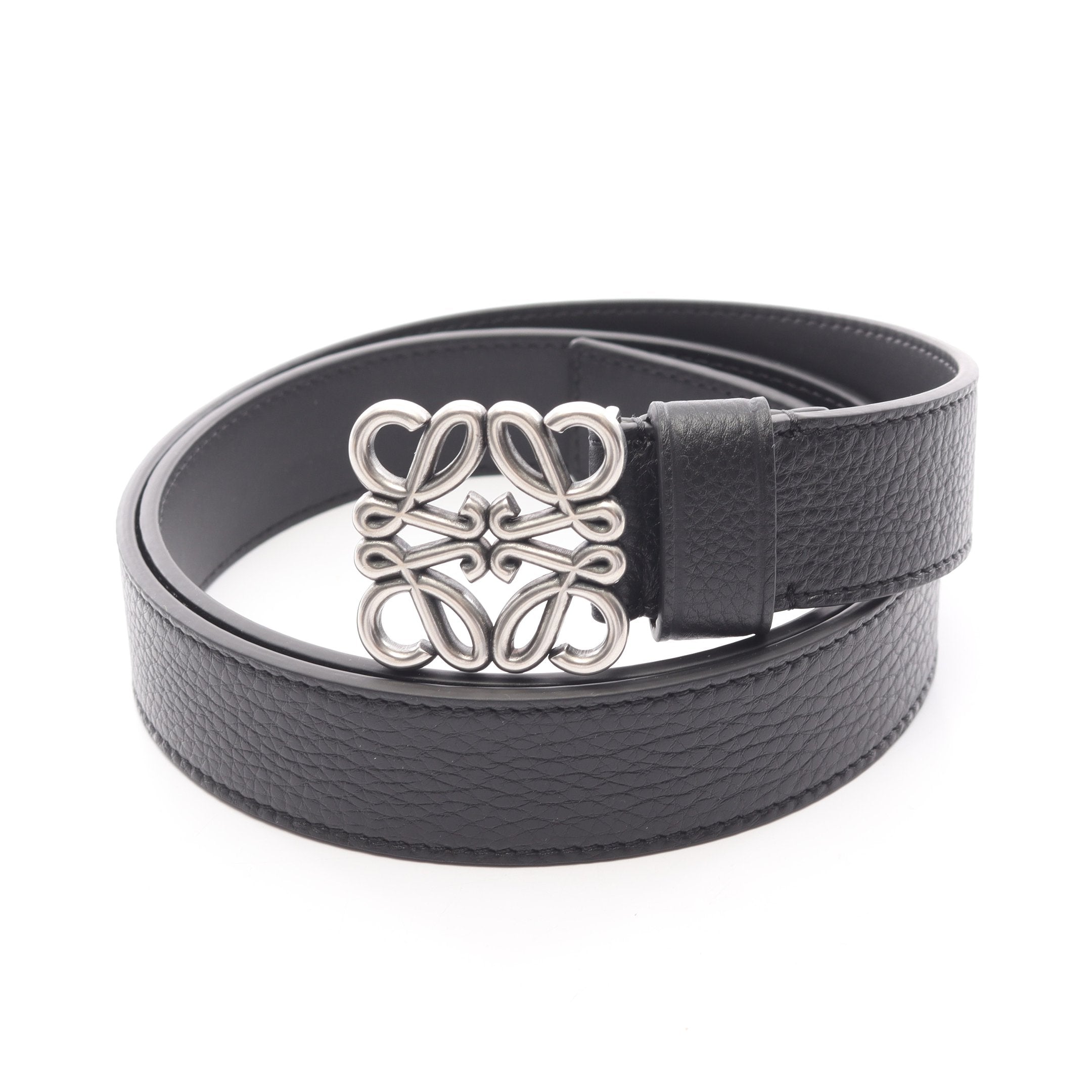 チャンキー アナグラム ベルト レザー ブラック シルバー金具 ロエベ