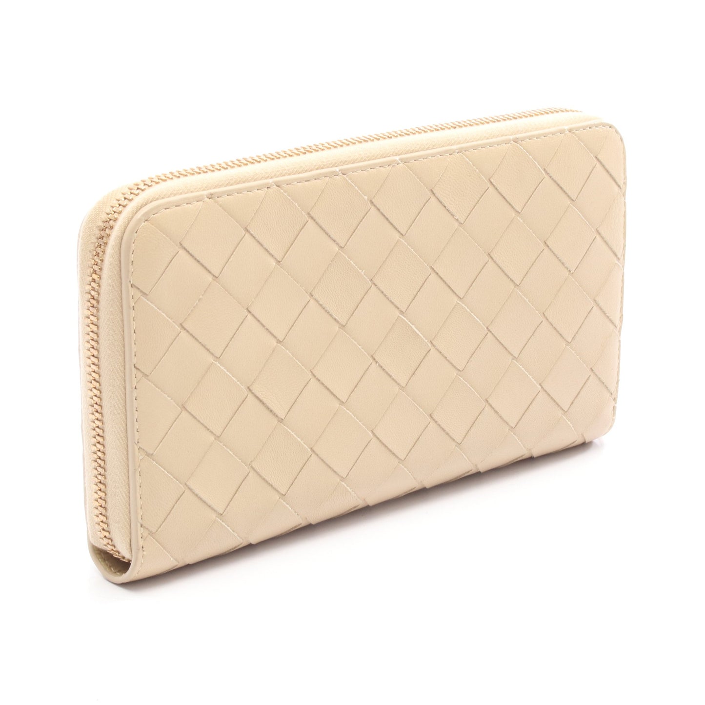 イントレチャート ラウンドファスナー長財布 レザー ベージュ ボッテガヴェネタ 財布・小物 BOTTEGA VENETA