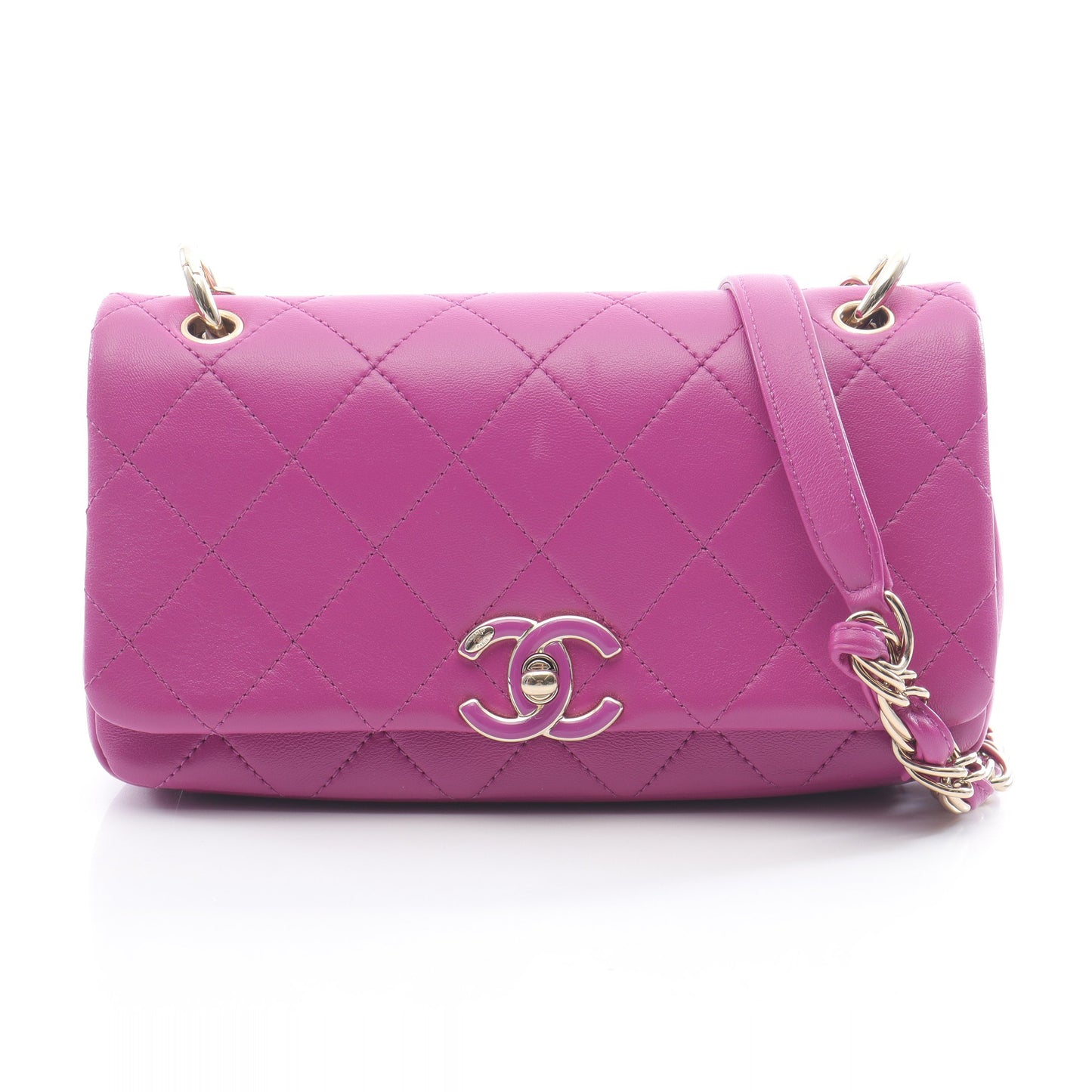 マトラッセ チェーンショルダーバッグ ラムスキン パープル ゴールド金具 シャネル バッグ CHANEL