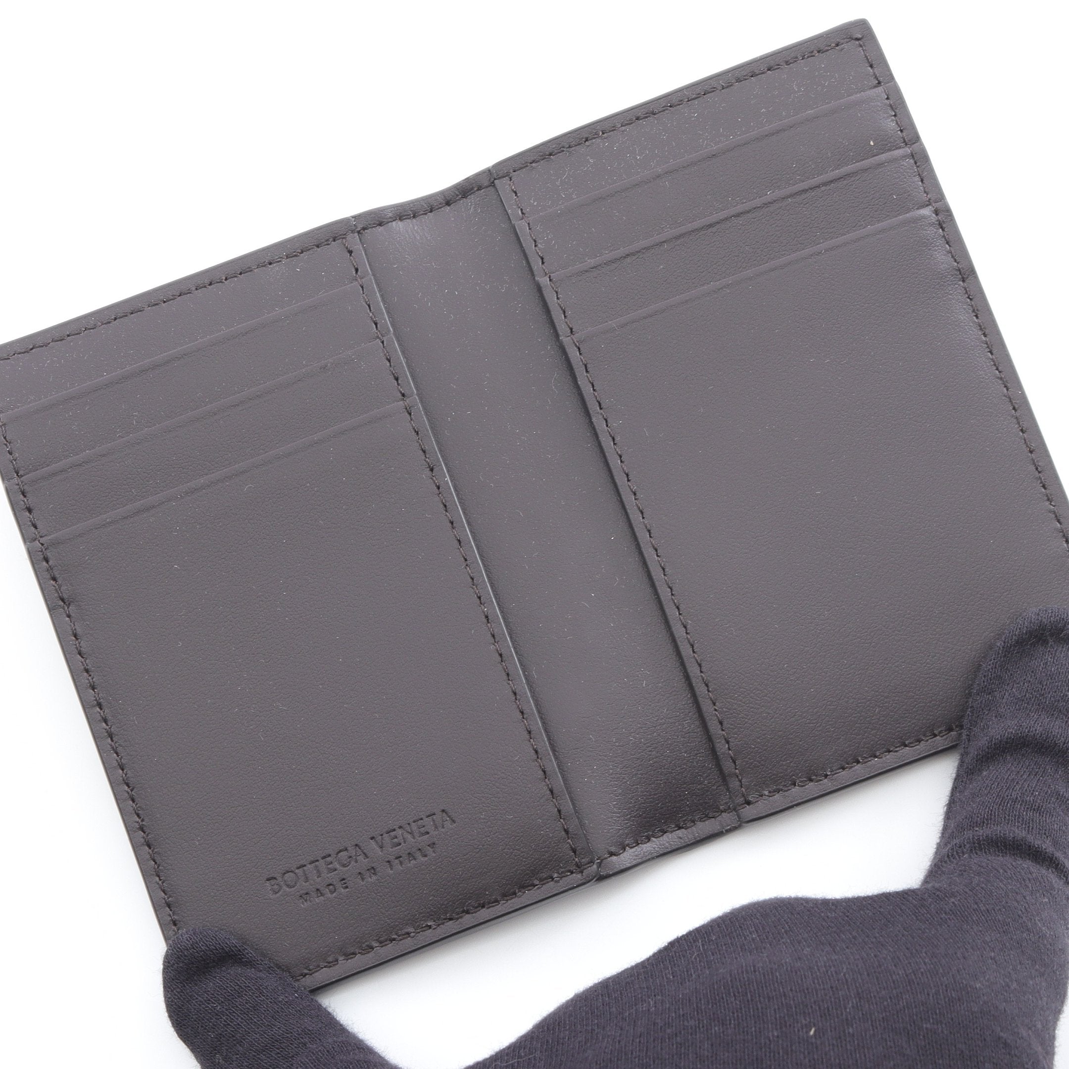 【美品】ボッテガ　イントレチャート　ダークブラウン　ケース　財布 b85 ボッテガヴェネタ イントレチャート ケース ダークブラウン
