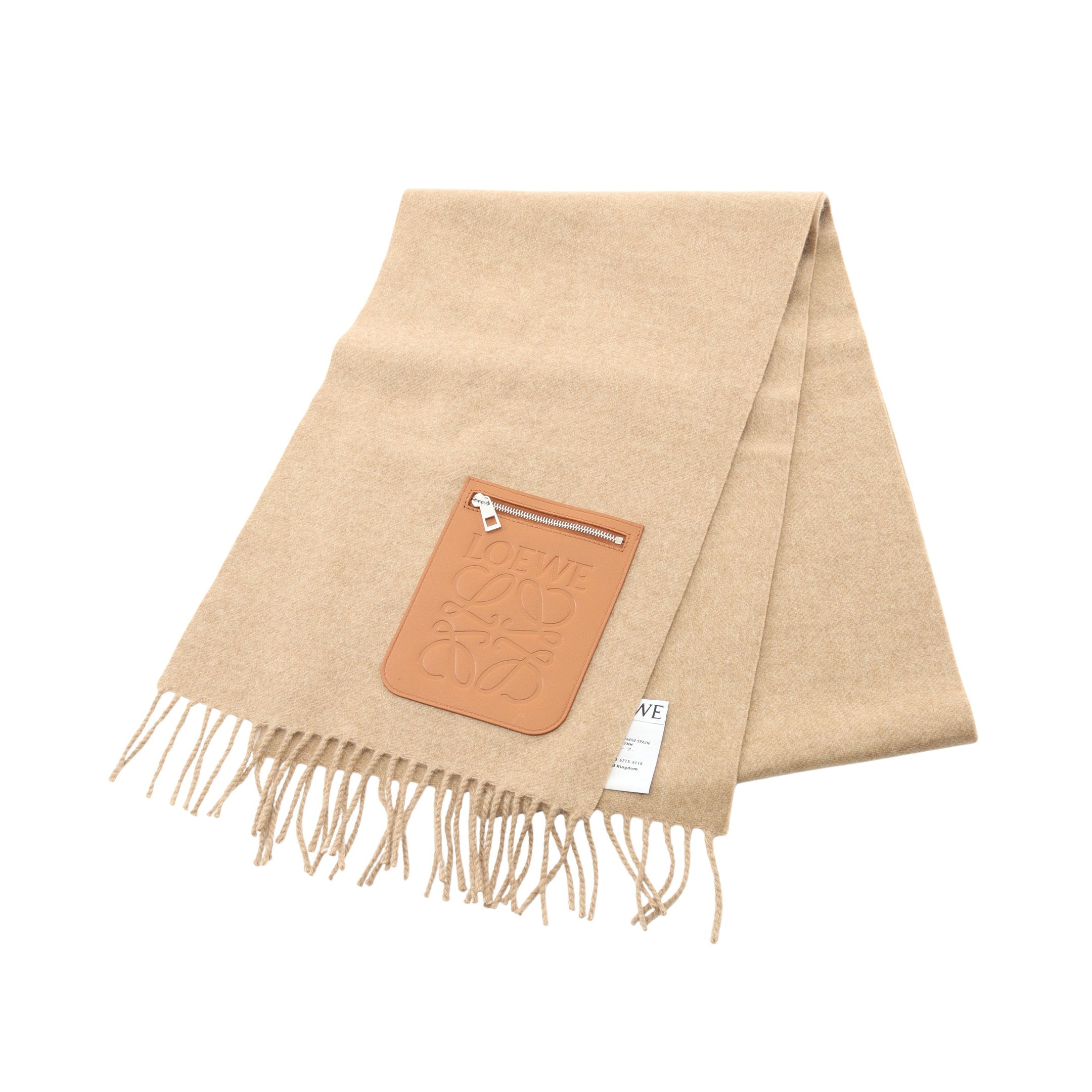 スカーフ マフラー ウール カシミヤ ベージュ ポケット付き ロエベ – RECLO