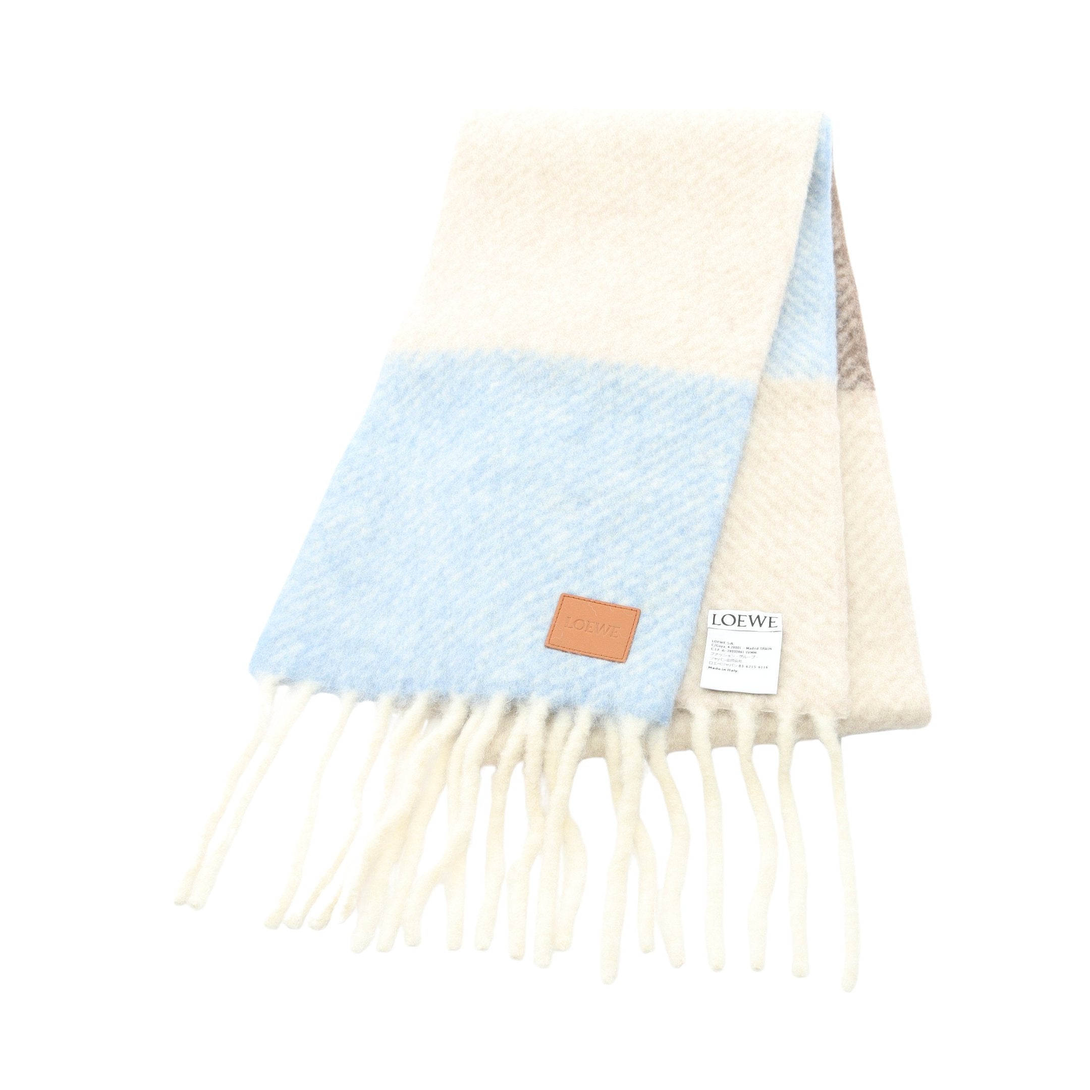 LOEWE バイカラースカーフ ホワイト ブルー LOEWE バイカラースカーフ ホワイト ブルー