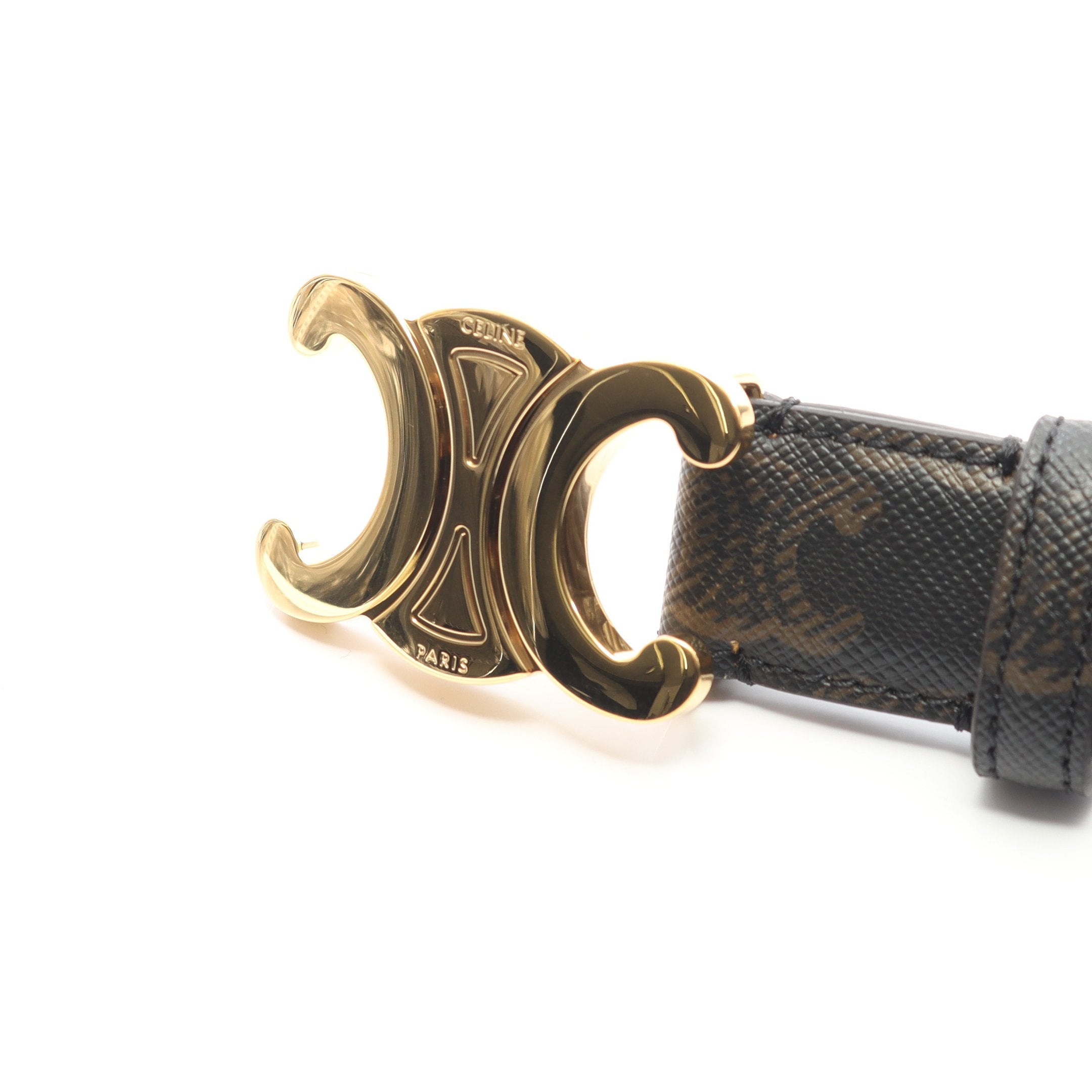 トリオンフ ミディアム 25MM ベルト PVC レザー ブラック ブラウン