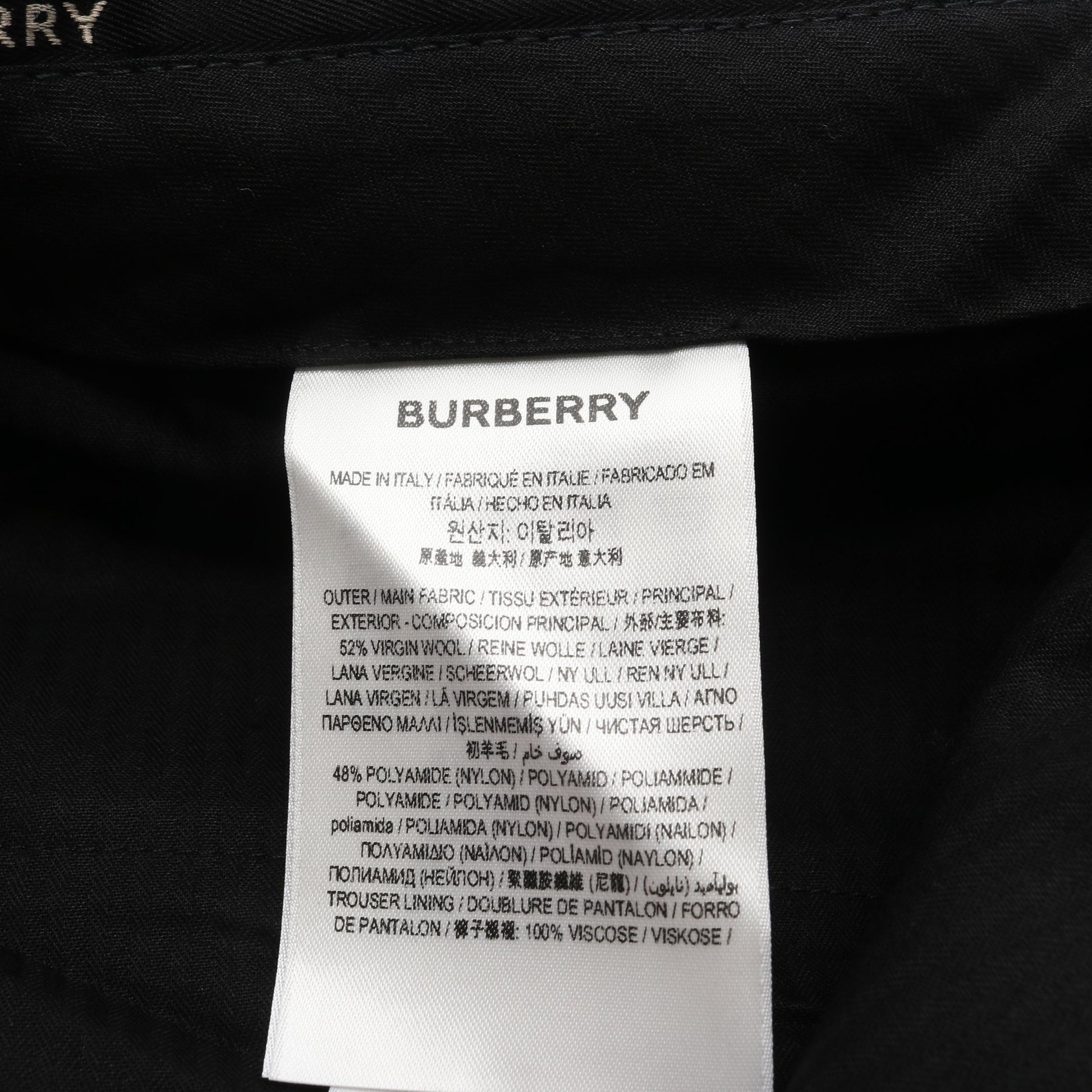 スラックス トラウザーズ ウール ナイロン ブラック ベルト付き バーバリー ボトムス BURBERRY