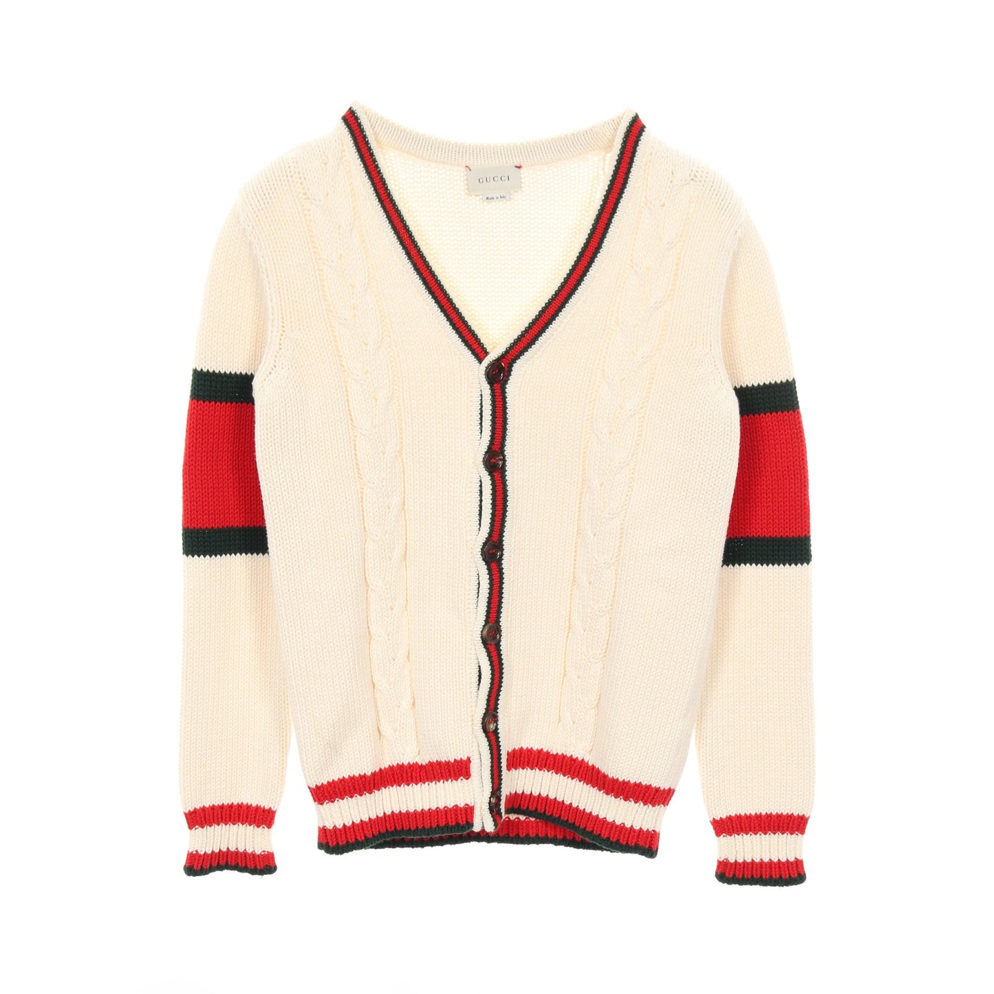 カーディガン Vネック コットン ホワイト レッド グリーン キッズ グッチ トップス GUCCI