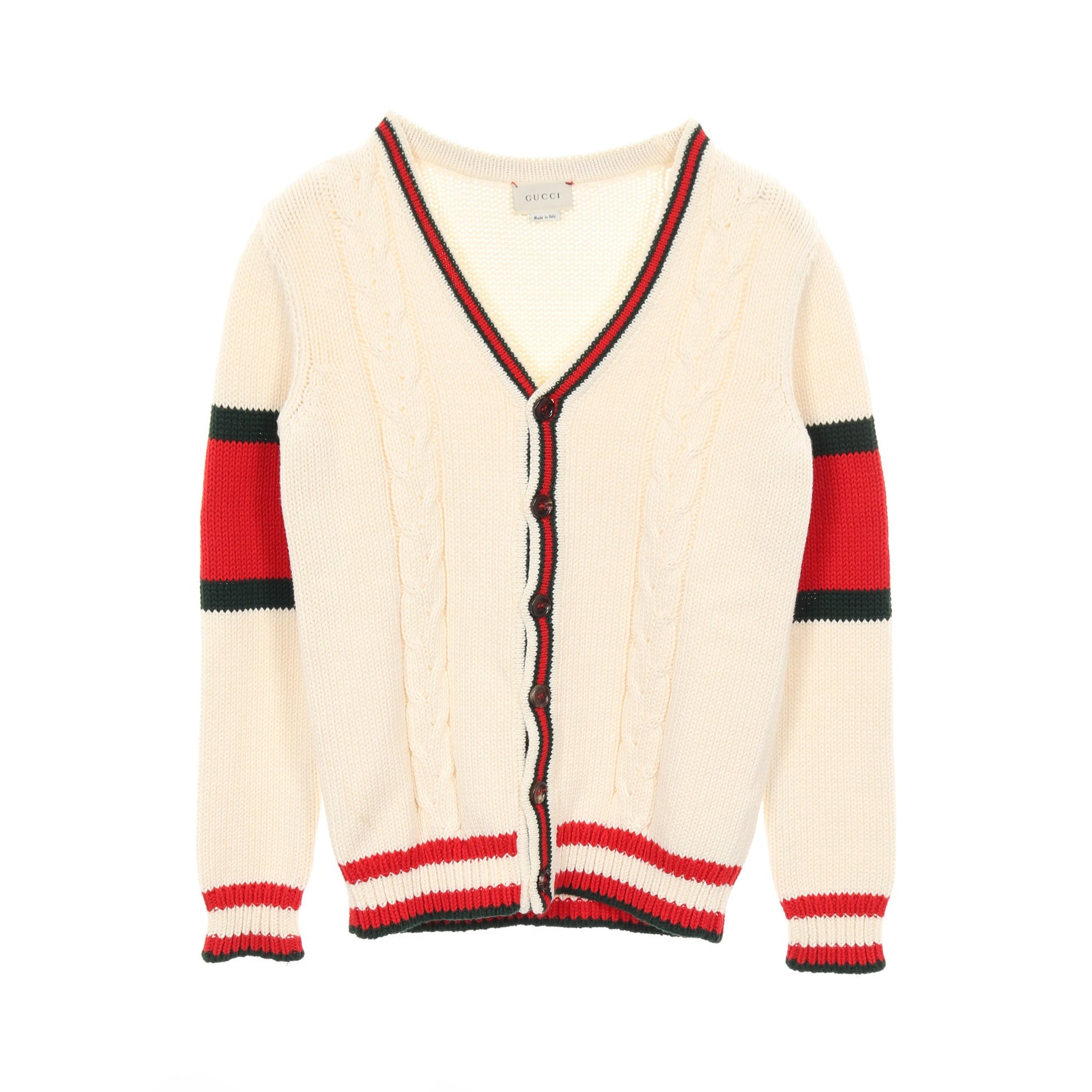 カーディガン Vネック コットン ホワイト レッド グリーン キッズ グッチ トップス GUCCI