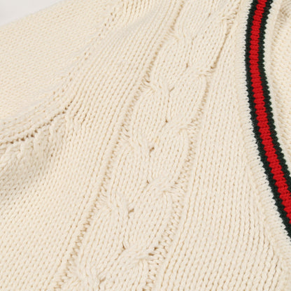カーディガン Vネック コットン ホワイト レッド グリーン キッズ グッチ トップス GUCCI