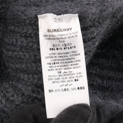 ストライプインターシャ ニット クルーネック 長袖 モヘヤ シルク グレー オレンジブラウン ブラック バーバリー トップス BURBERRY