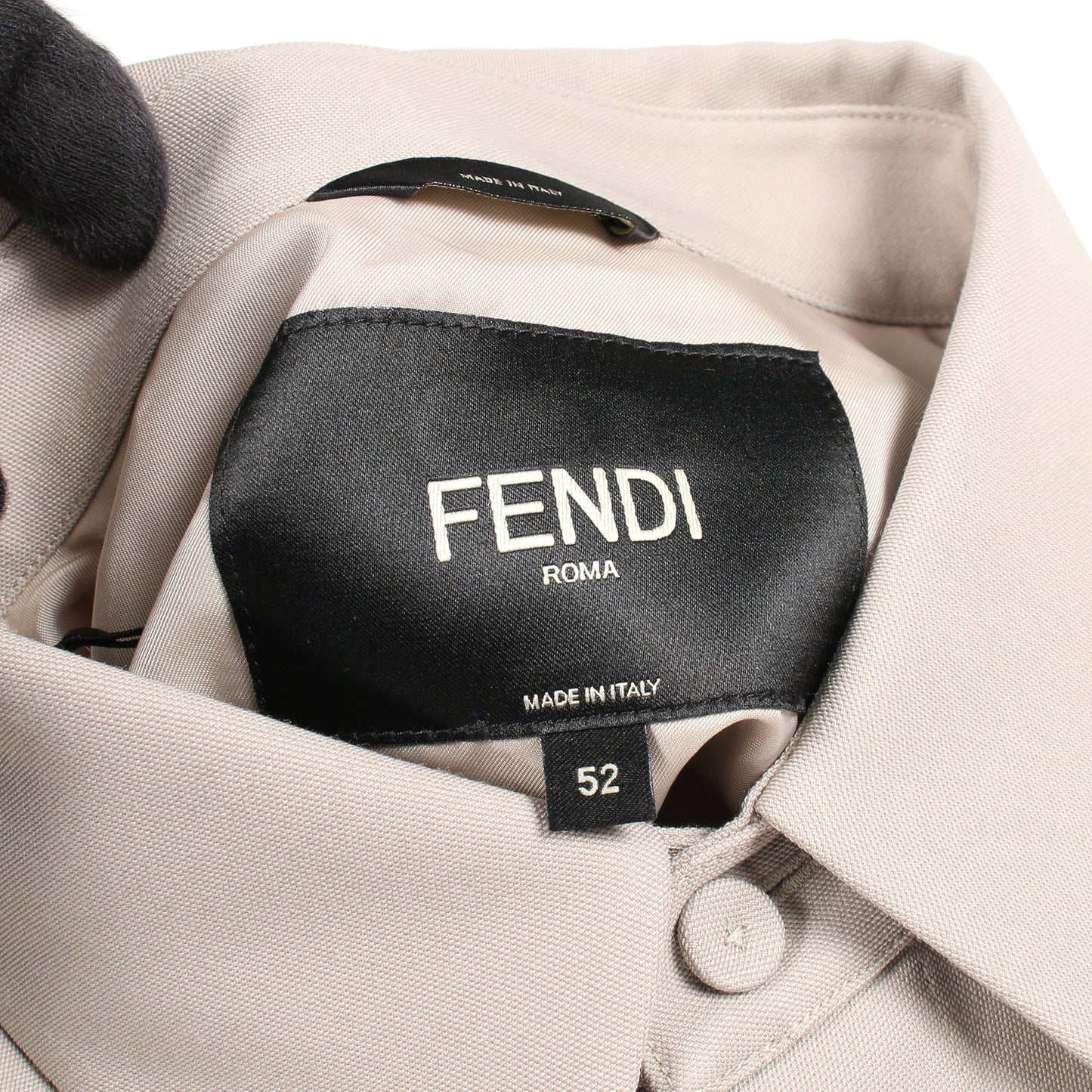 FFロゴ 刺繍 シャツ 長袖 ウール カーキグリーン フェンディ トップス FENDI