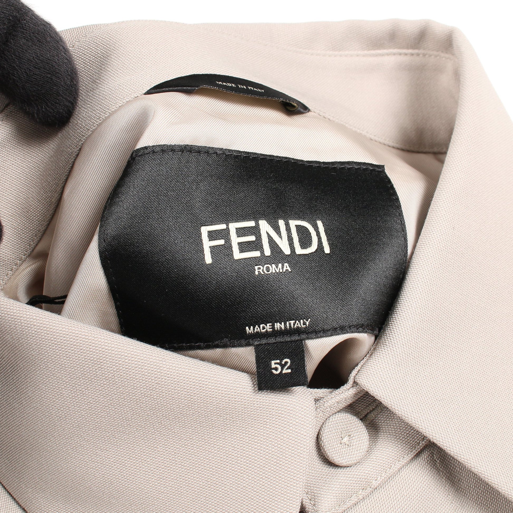 FFロゴ 刺繍 シャツ 長袖 ウール カーキグリーン フェンディ トップス FENDI