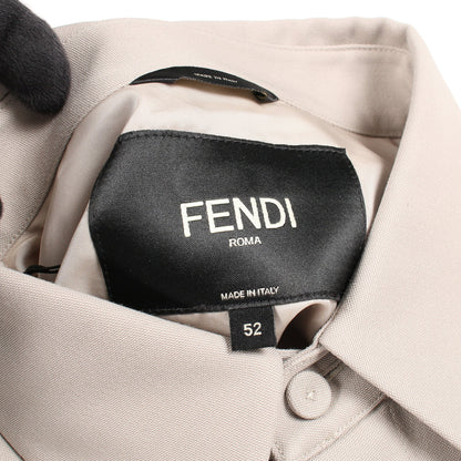 FFロゴ 刺繍 シャツ 長袖 ウール カーキグリーン フェンディ トップス FENDI