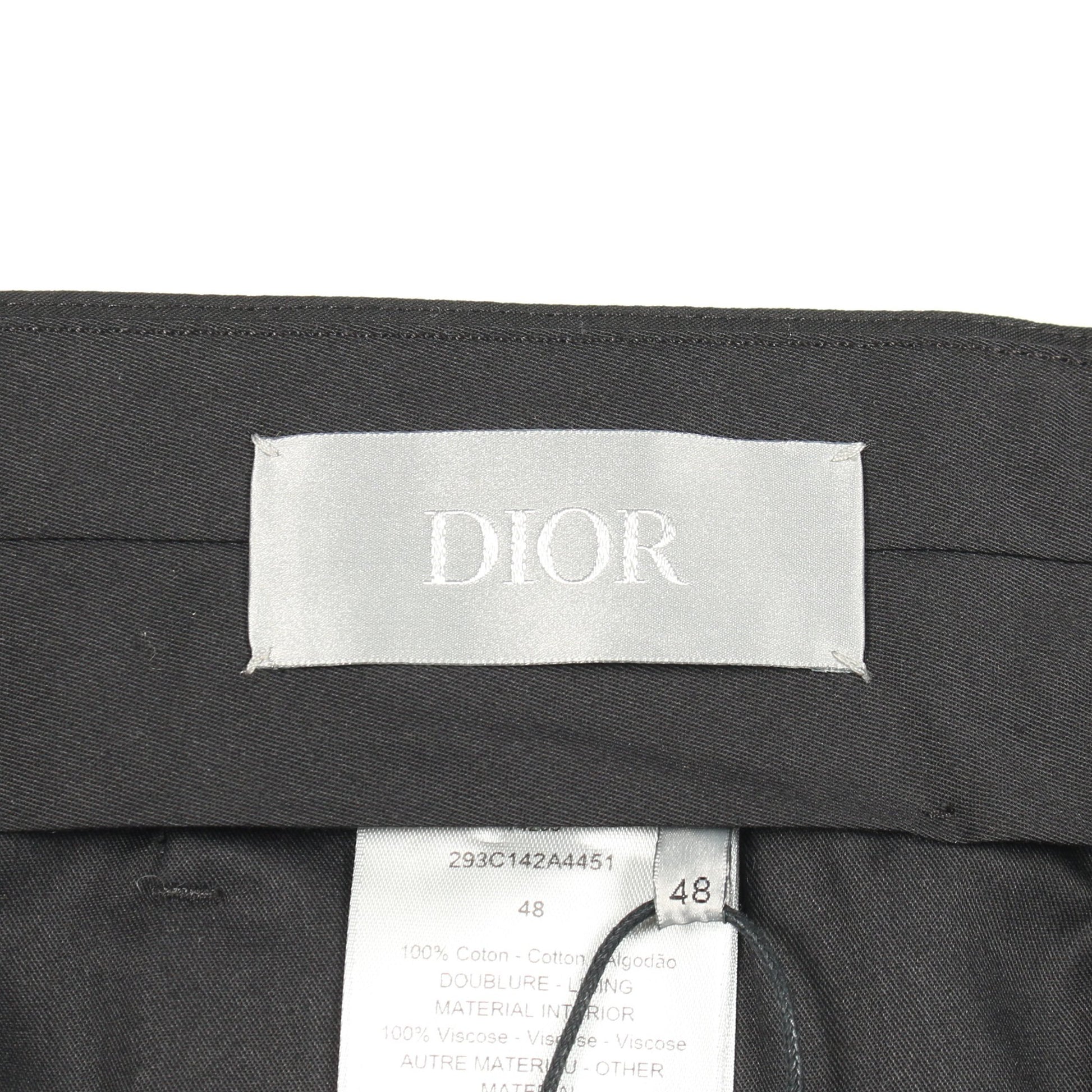 スラックス トラウザーズ 裾花柄 コットン ブラック ディオール ボトムス DIOR