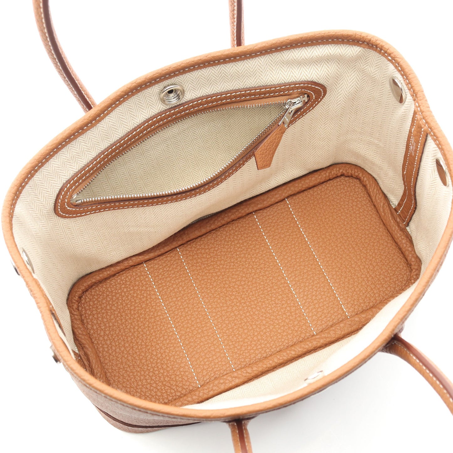 ネオガーデン23 ゴールド ハンドバッグ ネゴンダ ライトブラウン シルバー金具 W刻印 エルメス バッグ HERMES