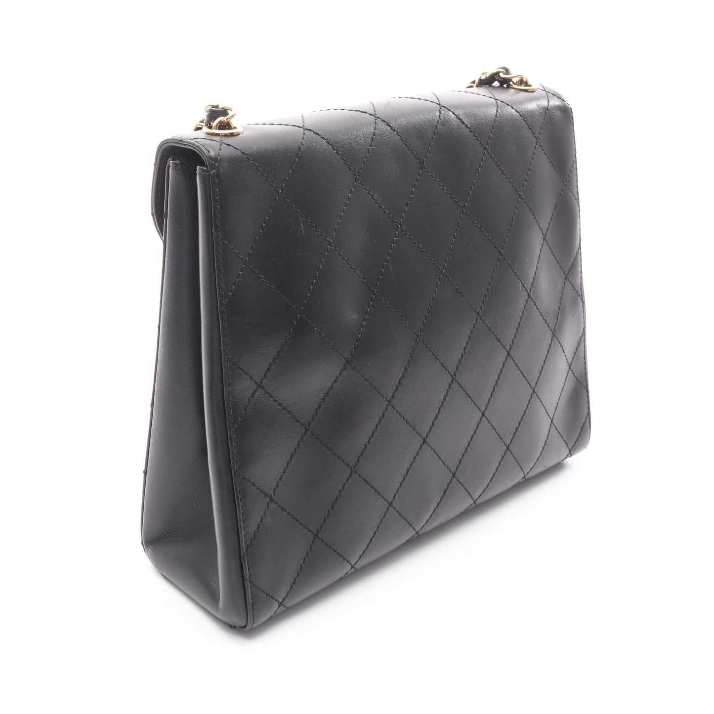 マトラッセ チェーンショルダーバッグ ラムスキン ブラック ゴールド金具 シャネル バッグ CHANEL