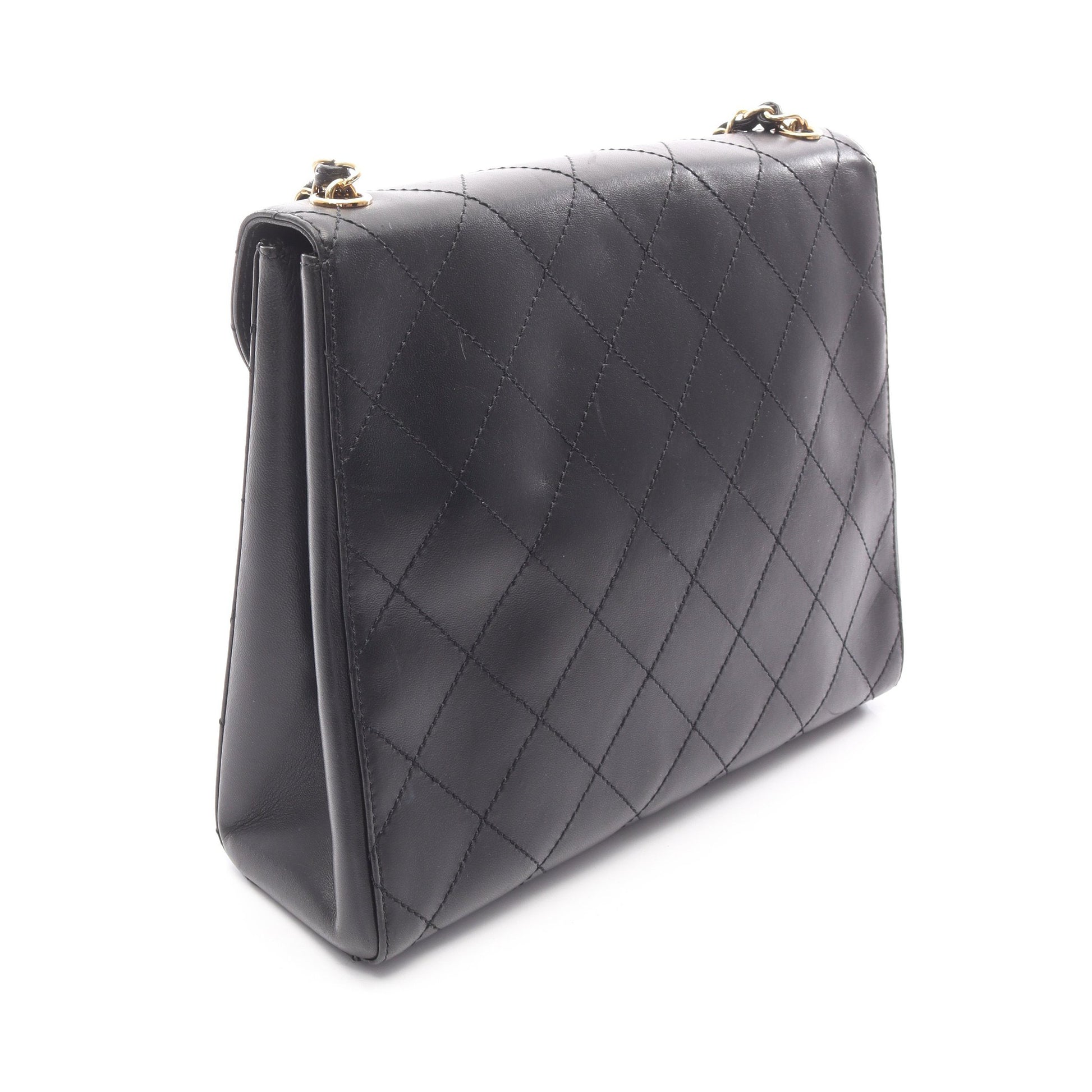 マトラッセ チェーンショルダーバッグ ラムスキン ブラック ゴールド金具 シャネル バッグ CHANEL