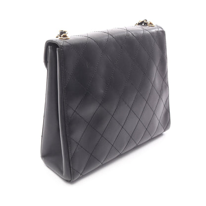 マトラッセ チェーンショルダーバッグ ラムスキン ブラック ゴールド金具 シャネル バッグ CHANEL