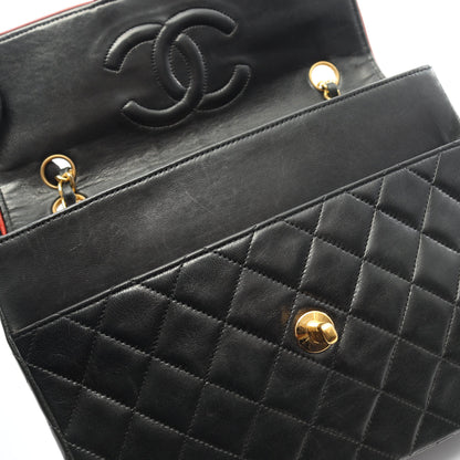 マトラッセ チェーンショルダーバッグ ラムスキン ブラック ゴールド金具 ヴィンテージ シャネル バッグ CHANEL