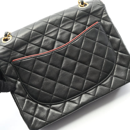 マトラッセ チェーンショルダーバッグ ラムスキン ブラック ゴールド金具 ヴィンテージ シャネル バッグ CHANEL