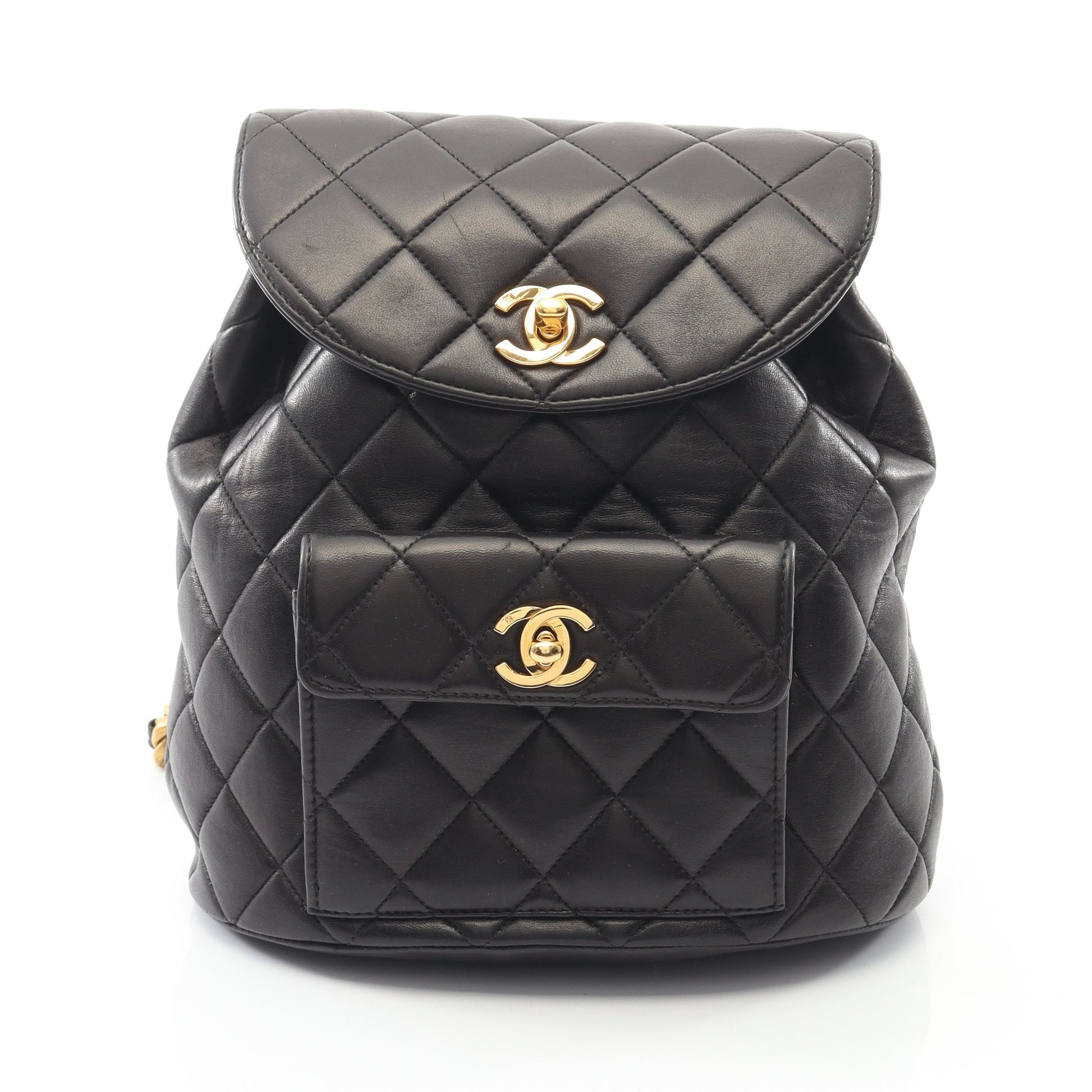 マトラッセ バックパック リュックサック ラムスキン ブラック ゴールド金具 シャネル バッグ CHANEL