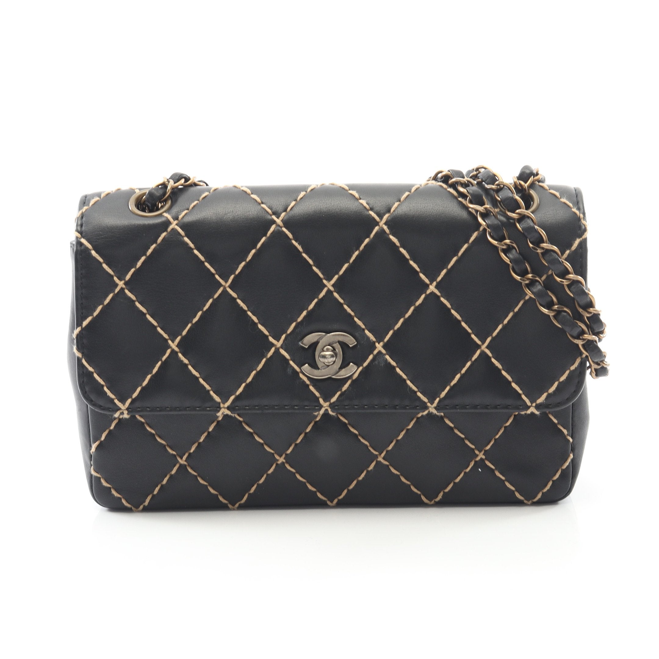 シャネル CHANEL ワイルドステッチ ショルダーバッグ バッグ レザー レディース ブラック系 【中古】 CHANEL】シャネル『ワイルドステッチ チェーンショルダーバッグ