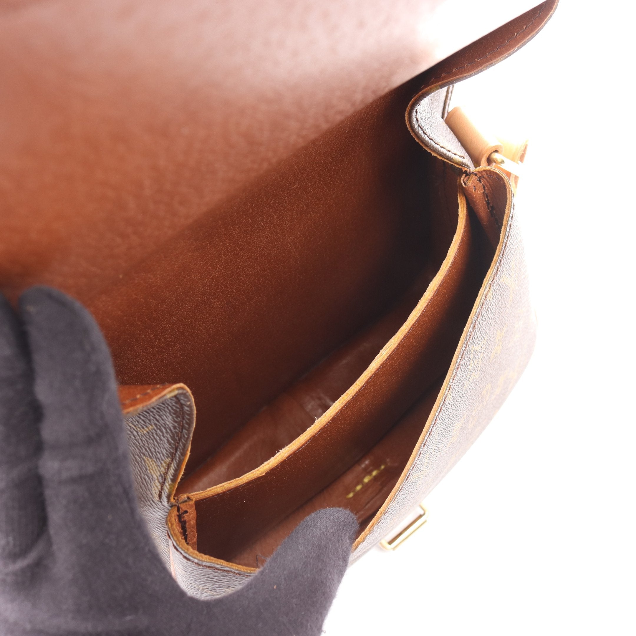 カルトシエールMM モノグラム ショルダーバッグ PVC レザー ブラウン