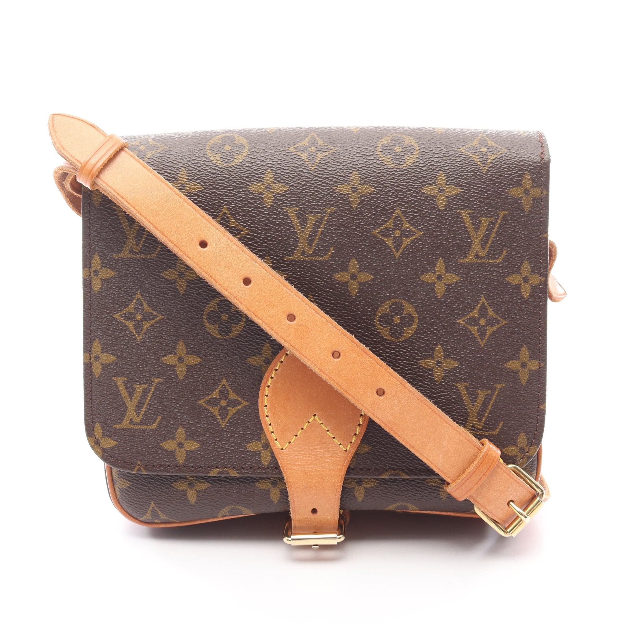 カルトシエールMM モノグラム ショルダーバッグ PVC レザー ブラウン